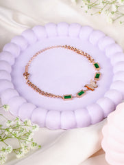 Butterfly & Emerald Charm Bracelet