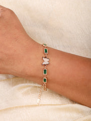 Butterfly & Emerald Charm Bracelet