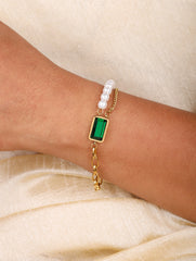 Pearl & Emerald Charm Bracelet