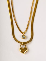 Layered Heart Lock Necklace