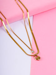 Layered Heart Lock Necklace