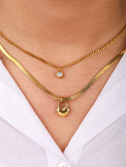 Layered Heart Lock Necklace