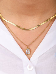Rectangle Crystal Layered Necklace