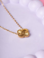 Golden Clover Flower Necklace