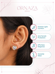 Sparkling Heart Stud Earrings