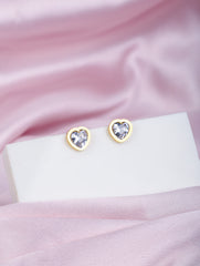 Sparkling Heart Stud Earrings