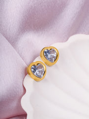 Sparkling Heart Stud Earrings