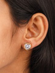 Sparkling Heart Stud Earrings