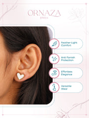 White Enamel Heart Stud Earrings