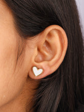 White Enamel Heart Stud Earrings