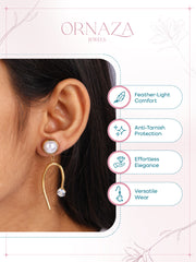 Pearl Drop Curve Earrings