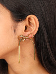 Golden Ribbon Bow Earrings