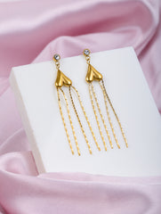Golden Heart Tassel Earrings