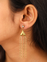 Golden Heart Tassel Earrings