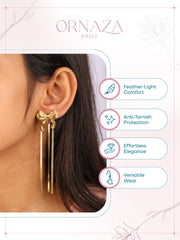 Golden Bow Tassel Earrings