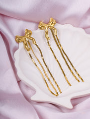 Golden Bow Tassel Earrings