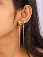Golden Bow Tassel Earrings