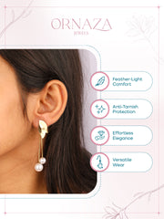 Leaf Pearl Drop Earrings