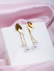 Leaf Pearl Drop Earrings
