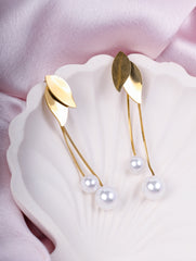 Leaf Pearl Drop Earrings