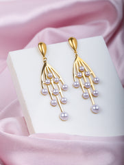 Golden Pearl Cascade Earrings