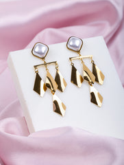 Golden Pearl Cascade Earrings
