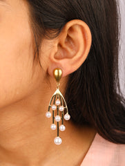 Golden Pearl Cascade Earrings