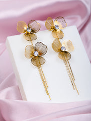 Golden Orchid Bloom Earrings