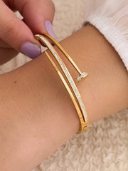 Golden Twin Line Open Bracelet