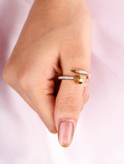 Golden Nail CZ Ring