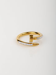 Golden Nail CZ Ring
