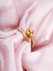 Golden Nail CZ Ring