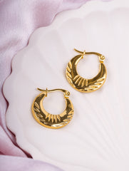 Textured Golden Hoop Earrings
