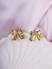 Golden Bow Stud Earrings