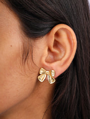 Golden Bow Stud Earrings