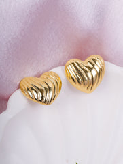 Golden Heartbeat Stud Earrings