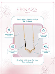 Necklace on display with 'Ornaza' branding and product features.