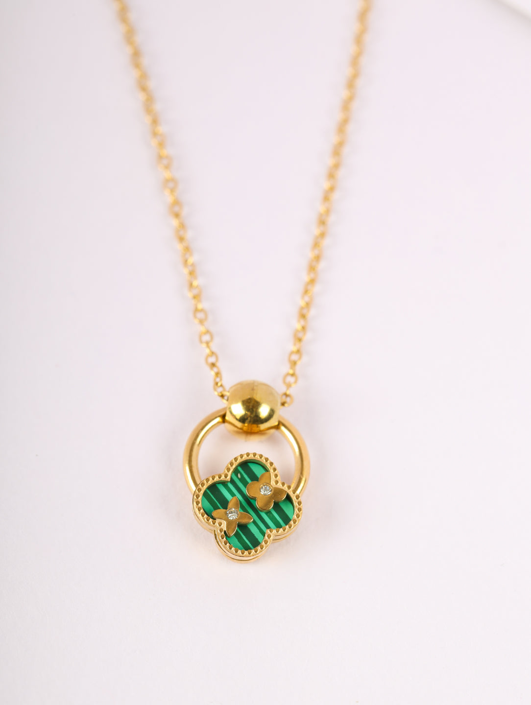 Emerald Clover Charm Necklace