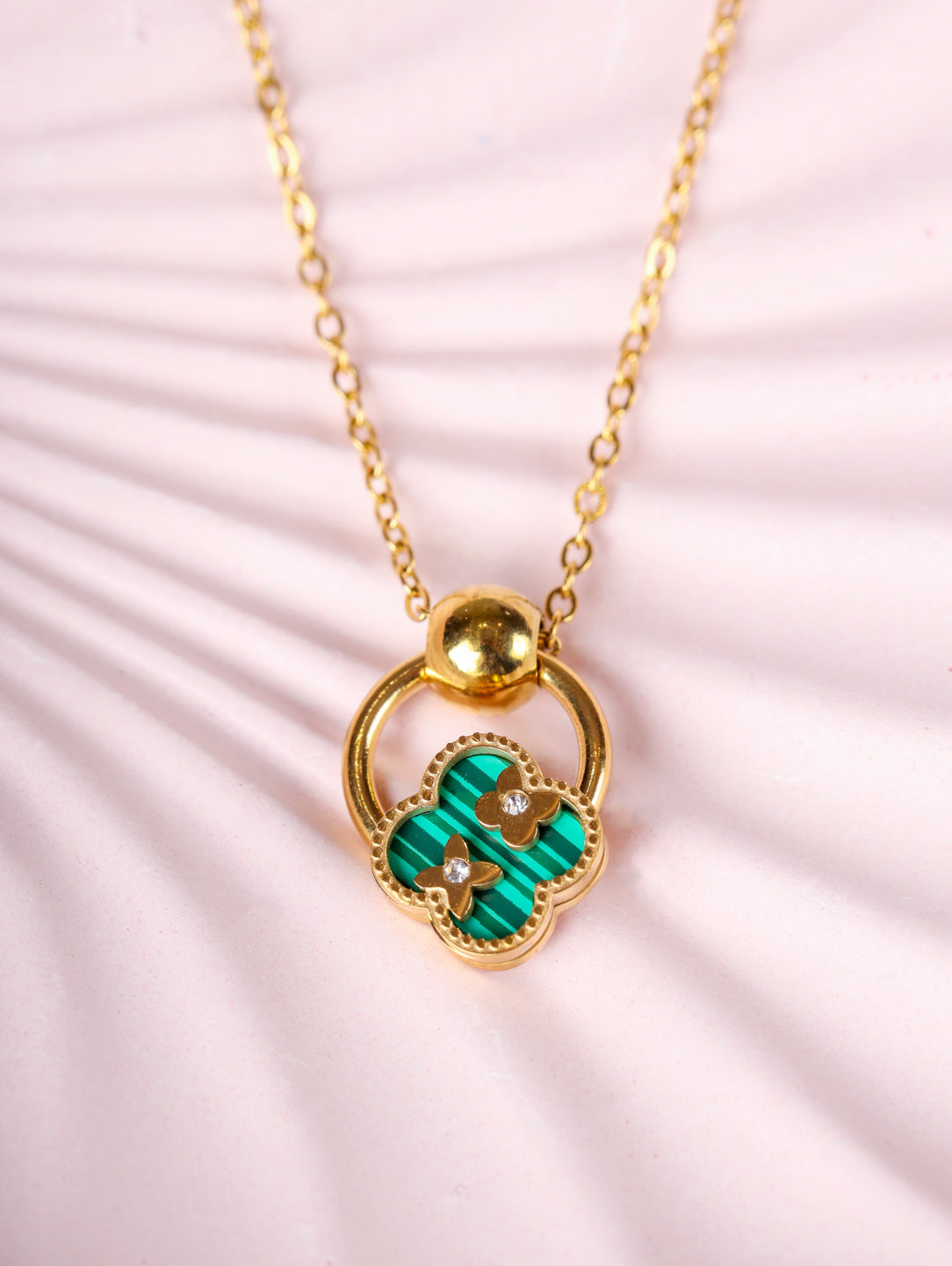 Emerald Clover Charm Necklace
