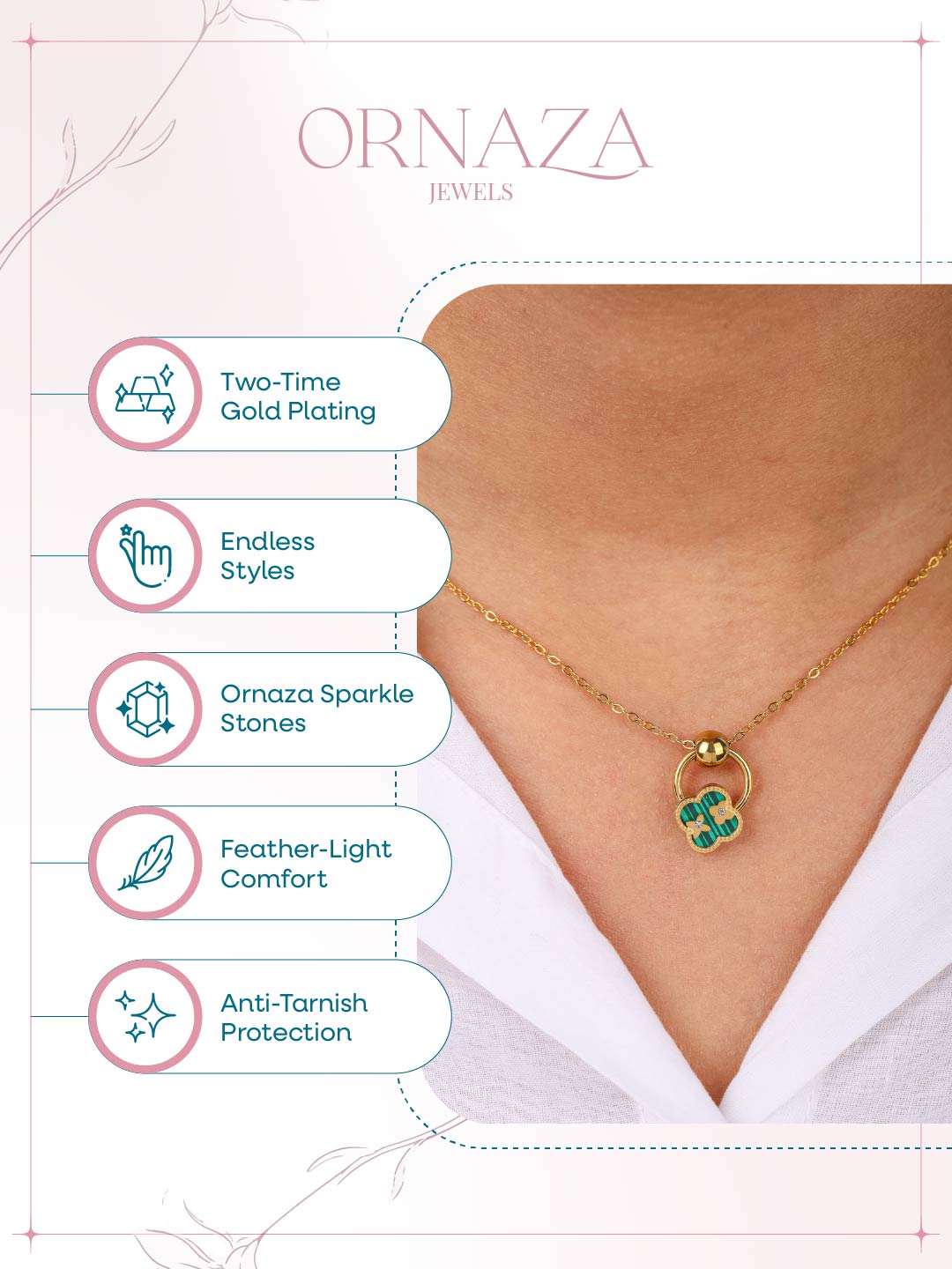 Emerald Clover Charm Necklace
