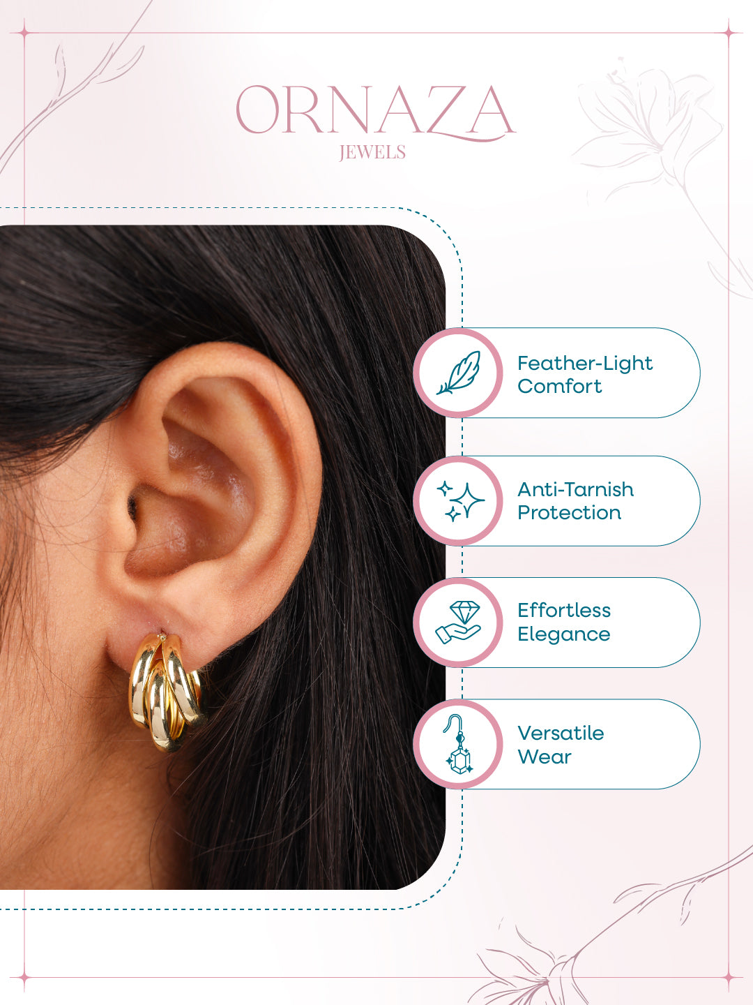 Triple Hoop Elegance Earrings