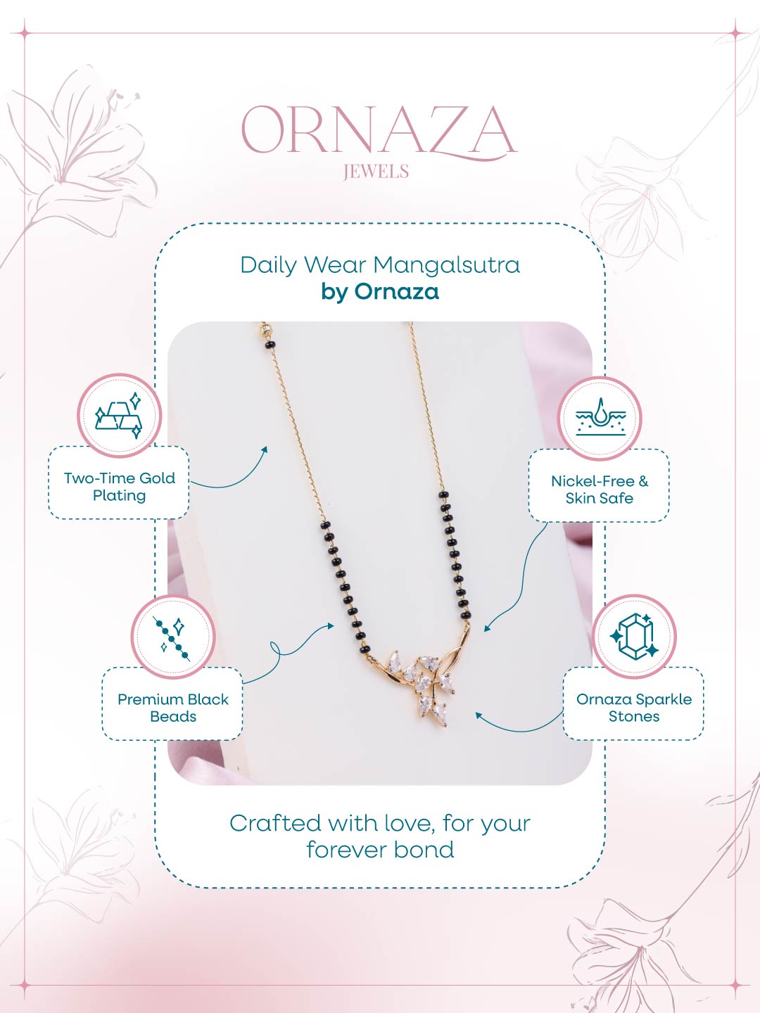 Crystal Leaf Mangalsutra