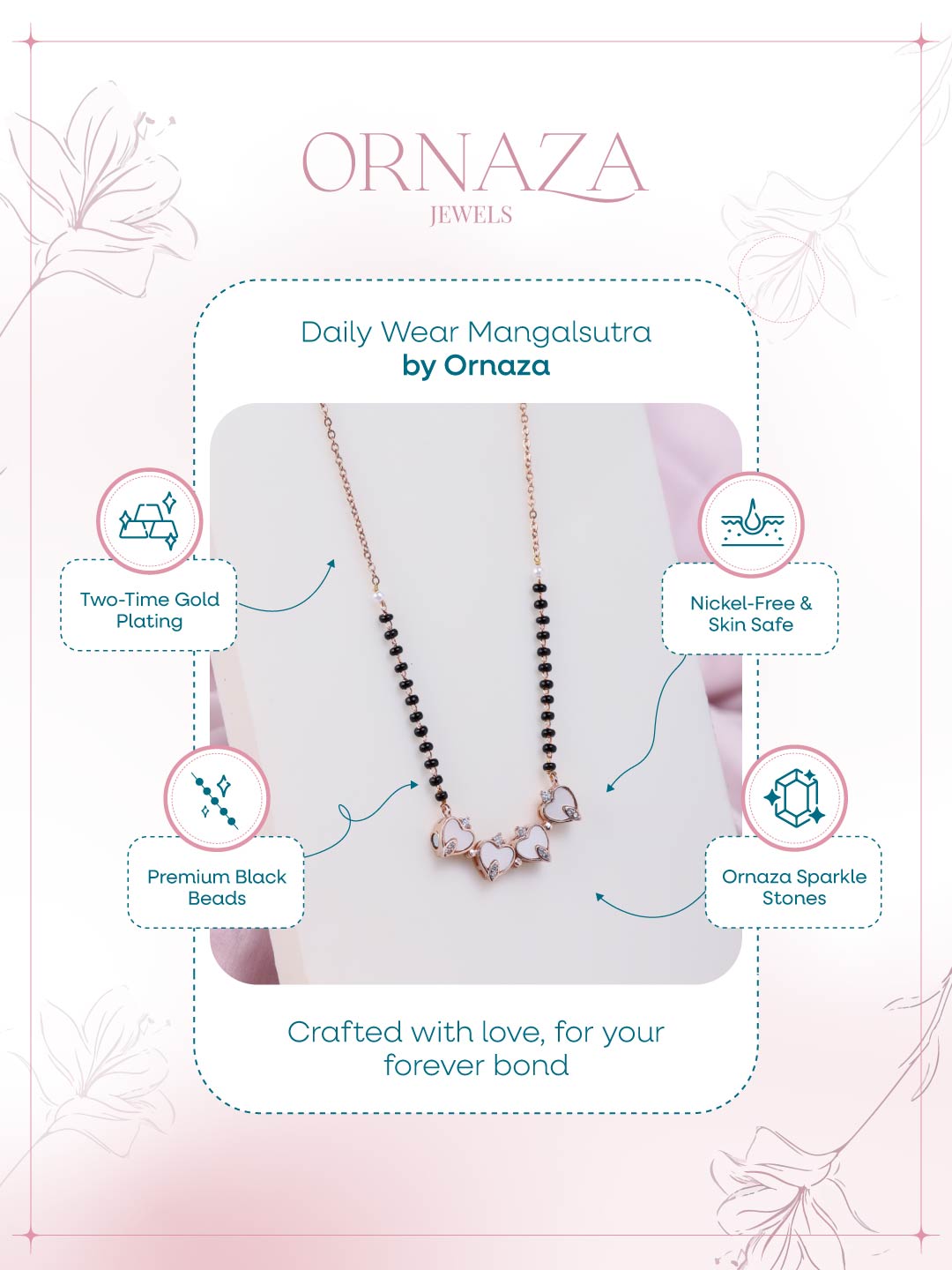 White Hearts Mangalsutra