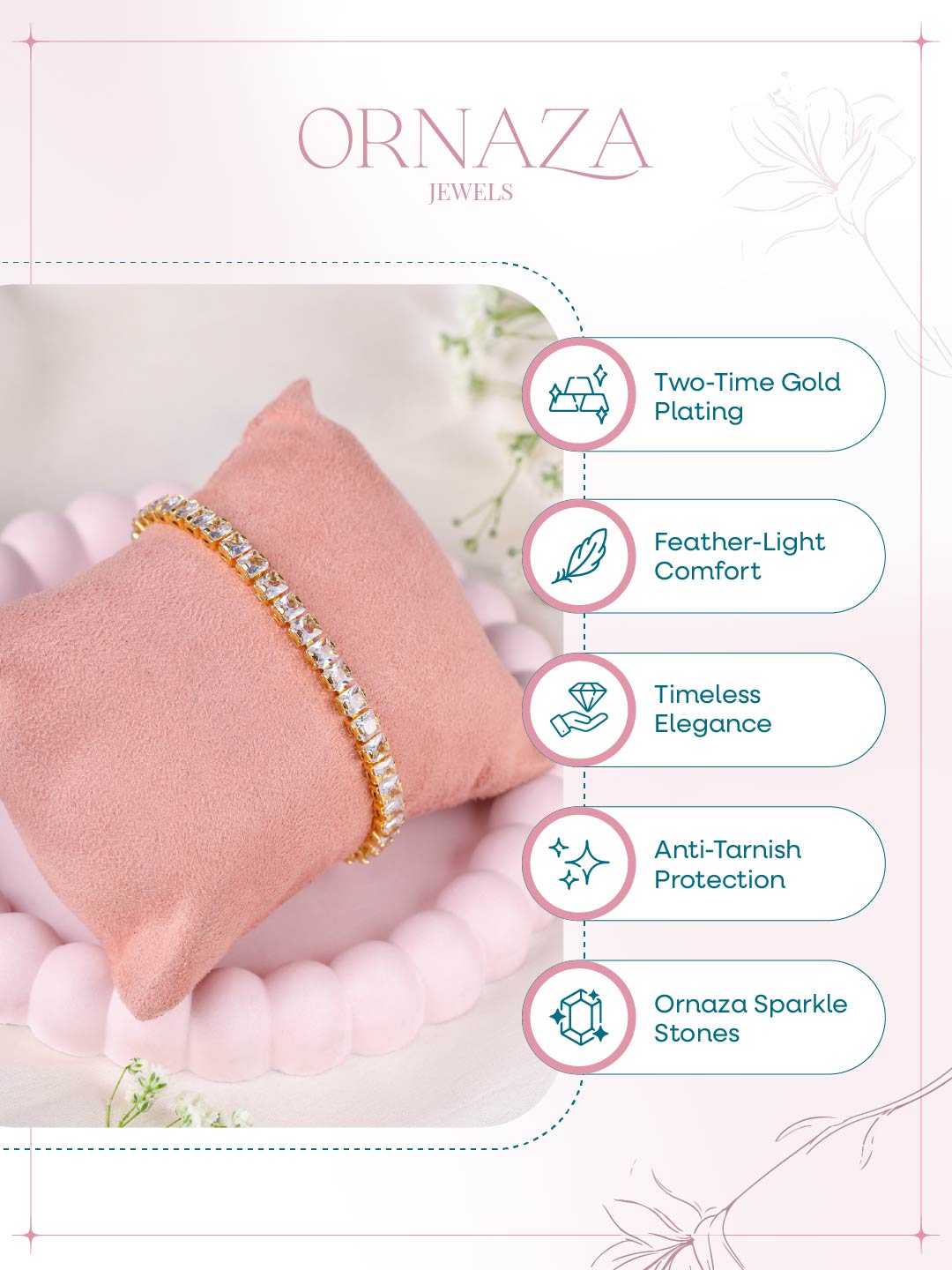 Square Stone Tennis Bracelet