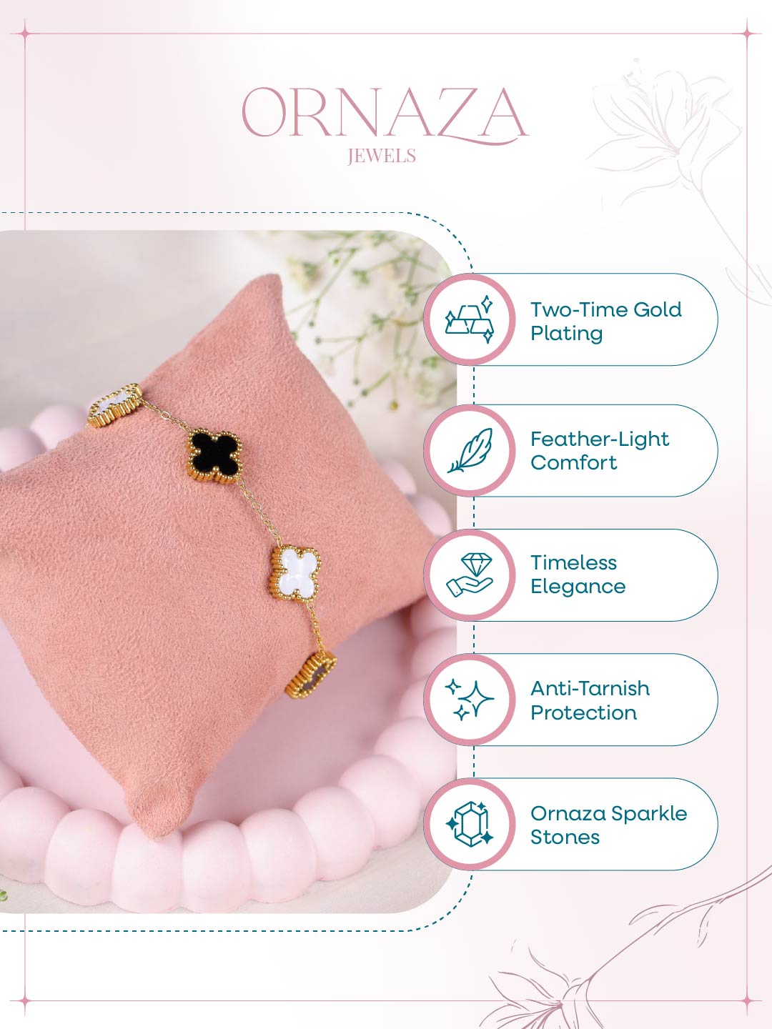 Dual Tone Clover Bracelet