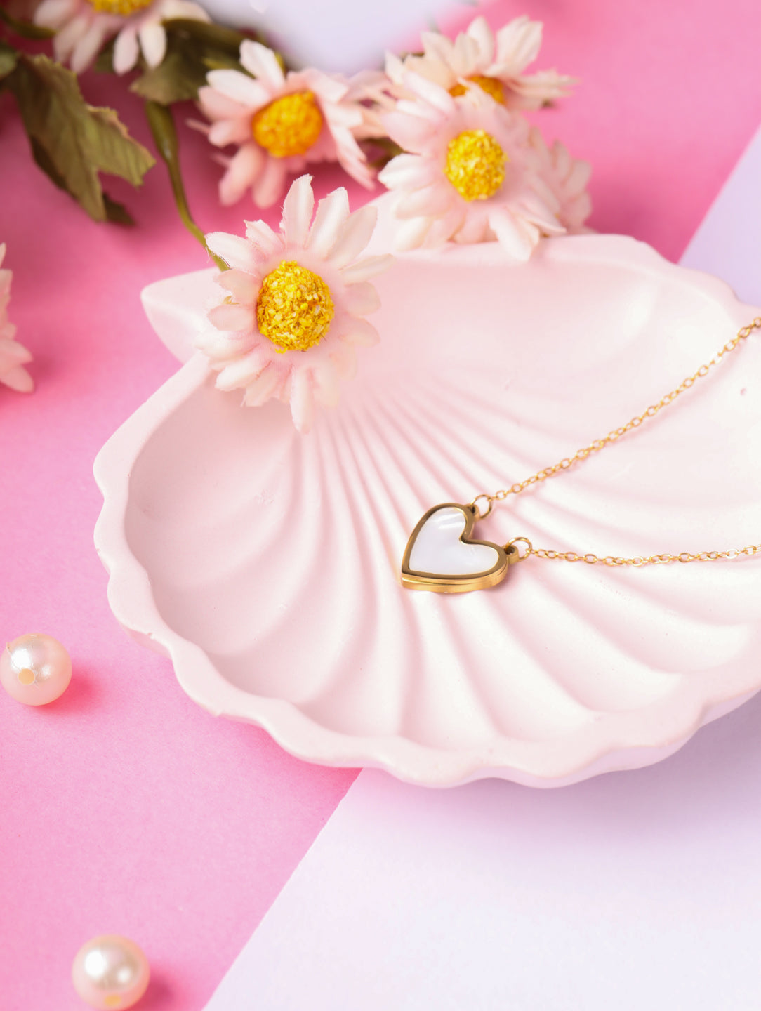 White Shell Heart Necklace