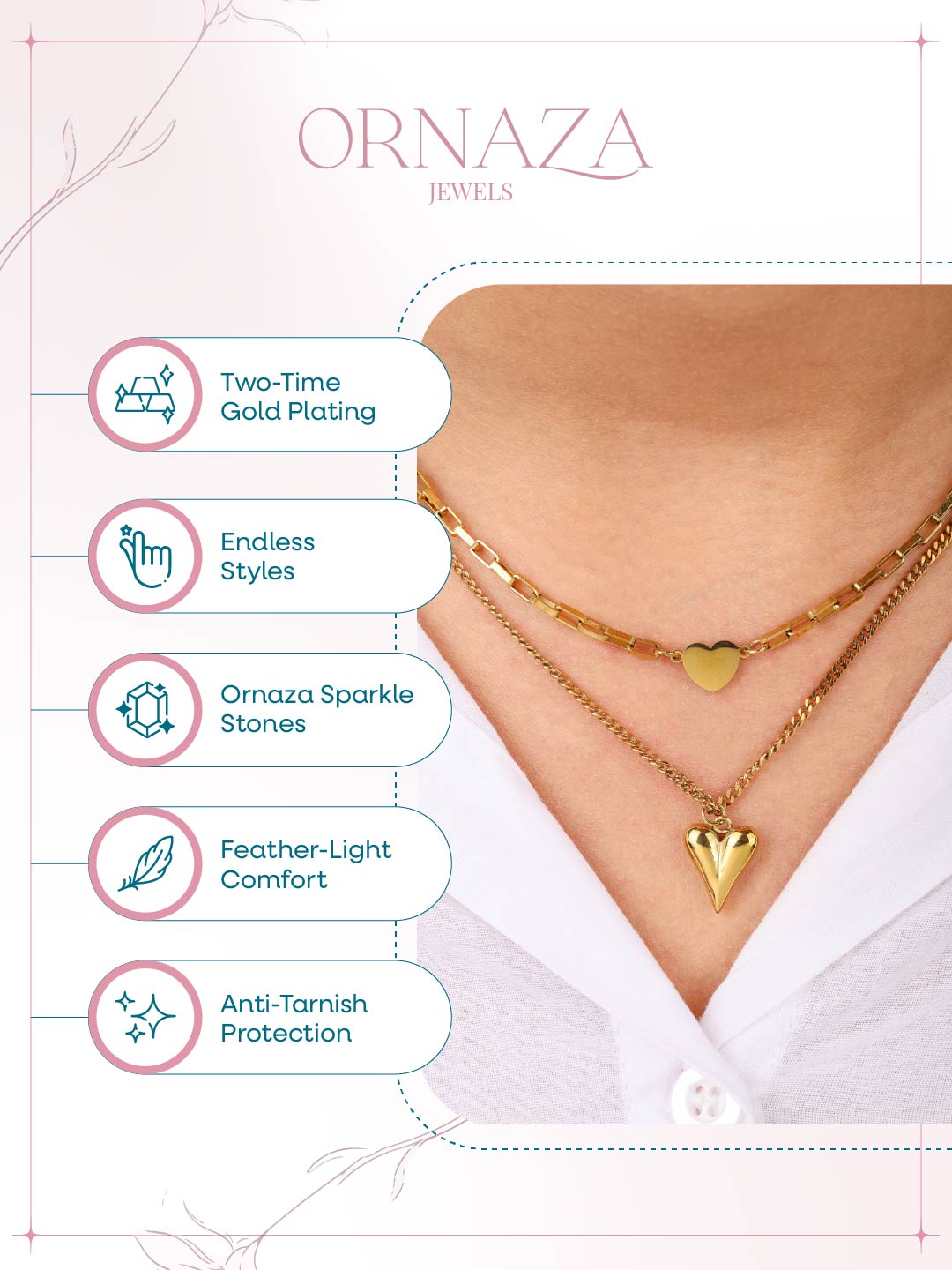 Double Heart Layered Necklace