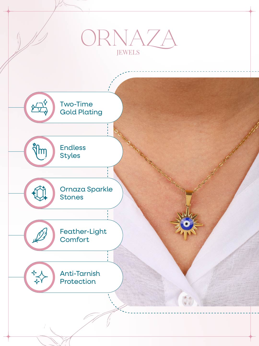 Sunburst Evil Eye Necklace