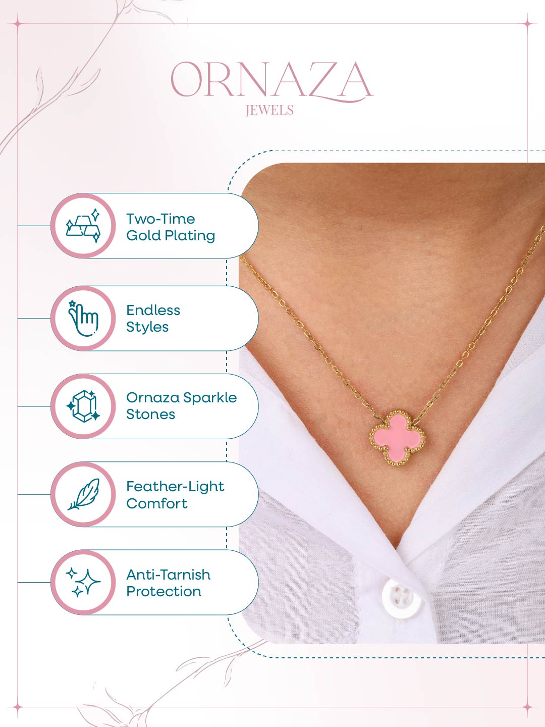 Pink Clover Necklace