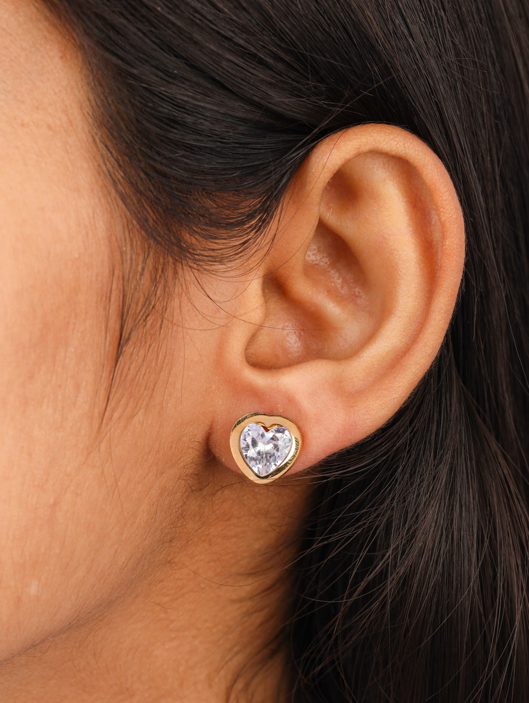 Sparkling Heart Stud Earrings